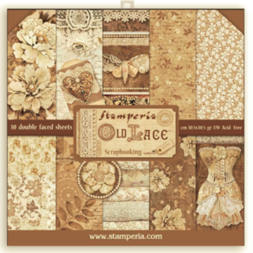 Stamperia - Scrapbooking Pad 10 sheets cm 30,5x30,5 (12"x12") - Old Lace