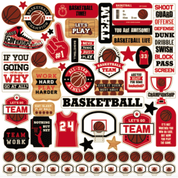 Echo Park Basketball Cardstock Stickers 12"X12" Elements