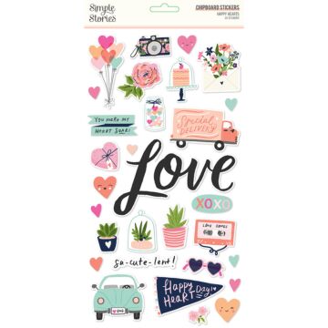 Simple Stories 6X12 Chipboard, Happy Hearts