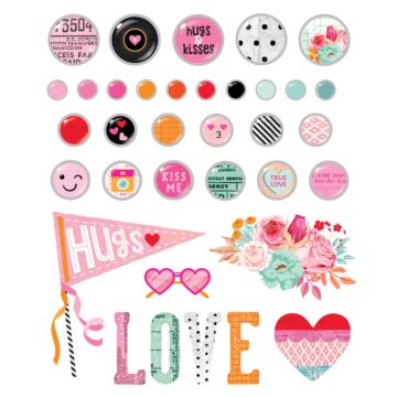 Simple Stories Decorative Brads, Heart Eyes