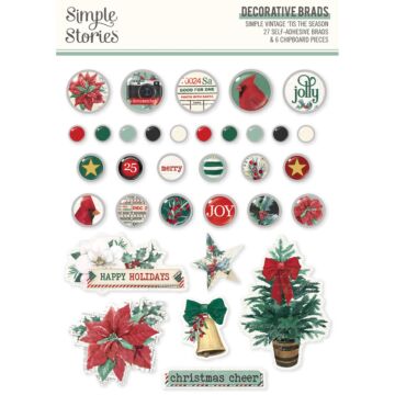 Simple Stories Decorative Brads, Simple Vintage 'Tis The Season