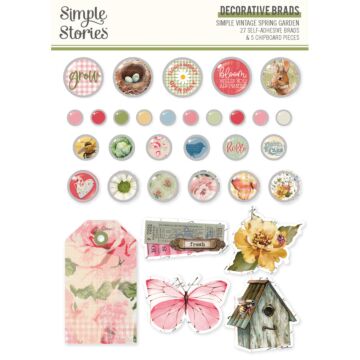 Simple Stories Decorative Brads, Simple Vintage Spring Garden