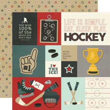 Simple Stories 12X12 Patterned Paper, Hockey - Elements