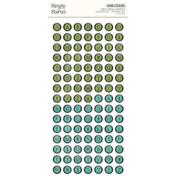 Simple Stories Foam Stickers, Simple Vintage Essentials Color Palette - Type Keys Cool