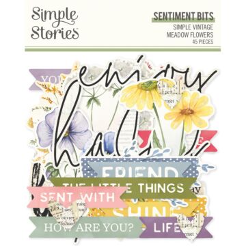 Simple Stories Sentiment Bits & Pieces, Simple Vintage Meadow Flowers