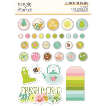 Simple Stories Decorative Brads, Tea Garden