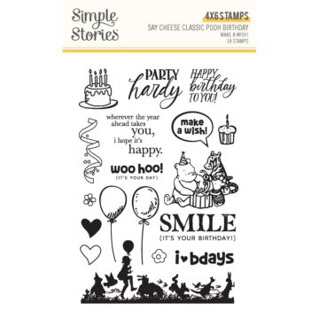 Simple Stories - Clear Stamp, Say Cheese Classic Pooh Birthday - Make A Wish!