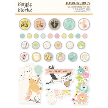 Simple Stories Decorative Brads, Say Cheese Classic Pooh Baby