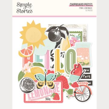 Simple Stories Chipboard Pieces, Pink Lemonade