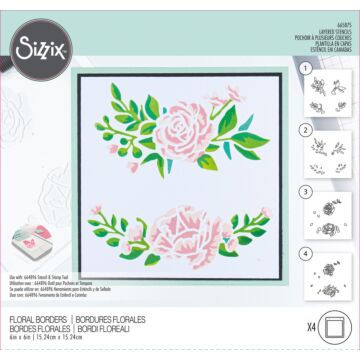 Sizzix Layered Stencils, Floral Borders (4pk)