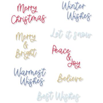 Sizzix Lisa Jones Thinlits Die Set, Variety Sentiments #2 (14pk)