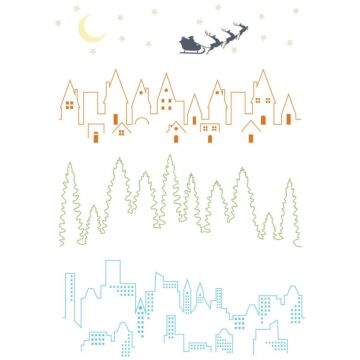 Sizzix A5 Clear Stamps Set Cosmopolitan, The View (6pk)