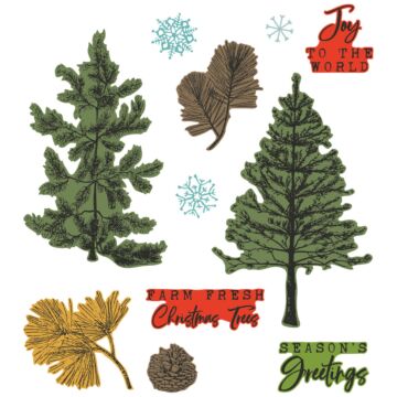 Sizzix 49 and Market Framelits Die Set w/Stamps, Pine Holidays