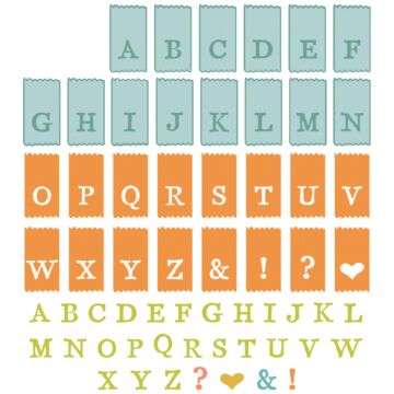 Sizzix 49 and Market Framelits Die Set w/Stamps, Tab Stamp Alpha