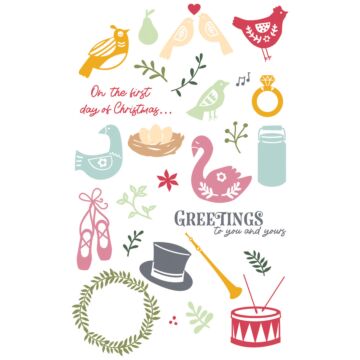 Sizzix Catherine Pooler Clear Stamps Set, 12 Days of Christmas (30pk)