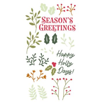 Sizzix Catherine Pooler Clear Stamps Set, Happy Holly Days (29pk)
