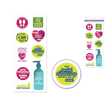 Paper Craft Sticker: 5"x12" Clear Stickers - Social Distancing