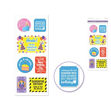 Paper Craft Sticker: 5"x12" Clear Stickers - Quarantine Birthday