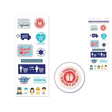 Paper Craft Sticker: 5"x12" Clear Stickers - Essential Workers