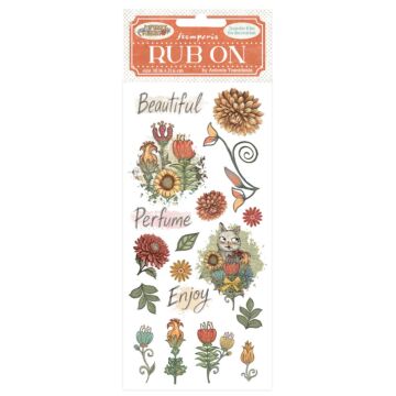 Stamperia Rub-on, Furry Friends - Flowers