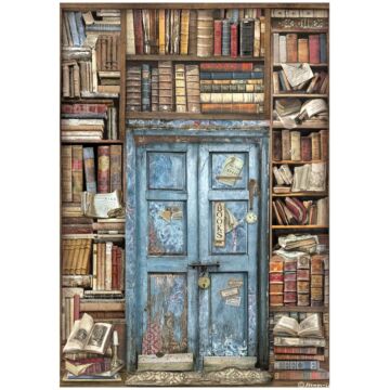 Stamperia A4 Rice Paper, Vintage Library - Door