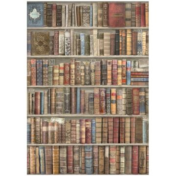 Stamperia A4 Rice Paper, Vintage Library - Bookcase