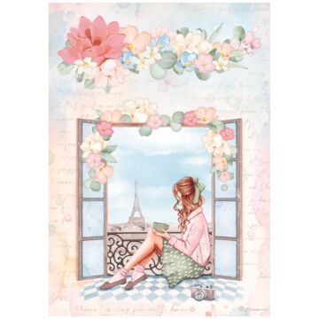Stamperia A4 Rice Paper, Create Happiness Oh la la - Window