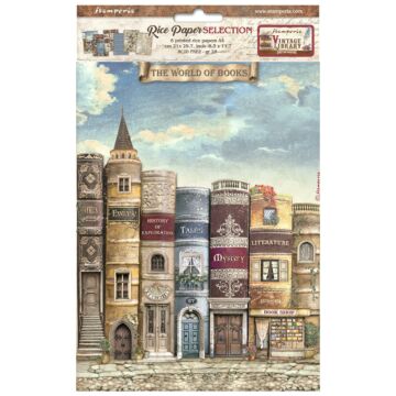 Stamperia A4 Rice Paper Selection, Vintage Library