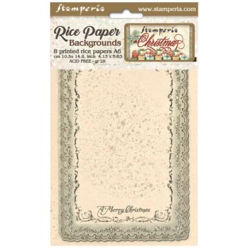 Stamperia A6 Rice Paper Backgrounds, Classic Christmas