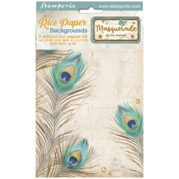 Stamperia A6 Rice Paper Backgrounds, Masquerade
