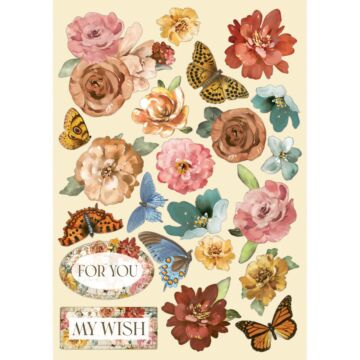 Stamperia A5 Colored Wooden Shapes, Romantic Collection Garden of Promises - For You My Wish