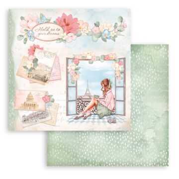Stamperia 30X30cm (12"X12") Paper, Create Happiness Oh la la - Window