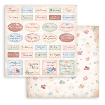 Stamperia 30X30cm (12"X12") Paper, Create Happiness Oh la la - Labels