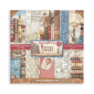 Stamperia 30X30cm (12"X12") Paper Pad, Vintage Library