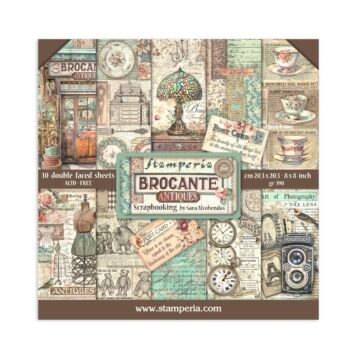 Stamperia 20.3X20.3cm (8"X8") Paper Pad, Brocante Antiques
