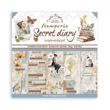Stamperia 20.3X20.3cm (8"X8") Paper Pad, Create Happiness Secret Diary