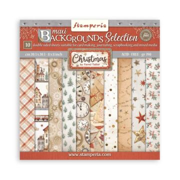 Stamperia 20.3X20.3cm (8"X8") Paper Pad, Backgrounds Selection - Gear Up For Christmas