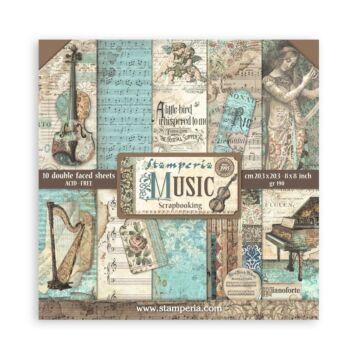 Stamperia 20.3X20.3cm (8"X8") Paper Pad, Music