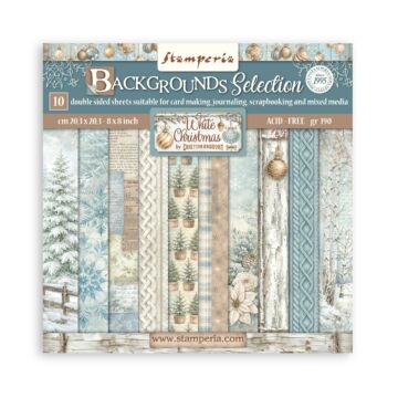 Stamperia White Christmas 8X8 Backgrounds Paper Pad