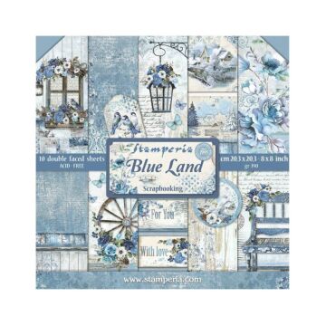 Stamperia 20.3X20.3cm (8"X8") Paper Pad, Blue Land