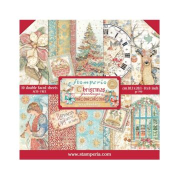 Stamperia 20.3X20.3cm (8"X8") Paper Pad, Christmas Greetings