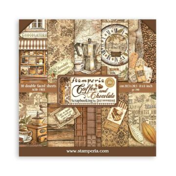 Stamperia 20.3X20.3cm (8"X8") Paper Pad, Coffee and Chocolate