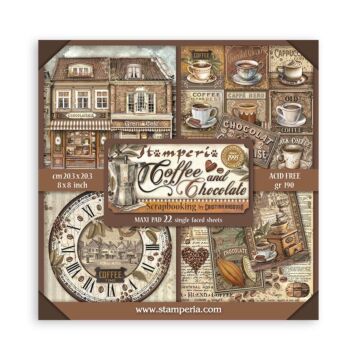 Stamperia 20.3X20.3cm (8"X8") Maxi Paper Pad, Coffee and Chocolate