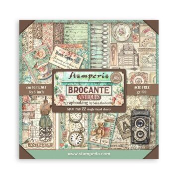 Stamperia 20.3X20.3cm (8"X8") Maxi Paper Pad, Brocante Antiques