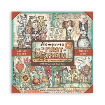 Stamperia 8X8 Maxi Paper Pad, Furry Friends