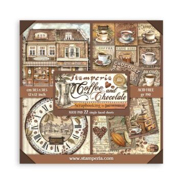 Stamperia 30X30cm (12"X12") Maxi Paper Pad, Coffee and Chocolate