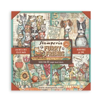 Stamperia 12X12 Maxi Paper Pad, Furry Friends