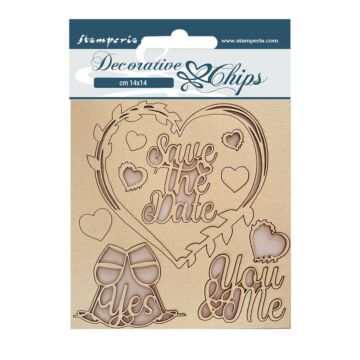 Stamperia Decorative Chips, You and Me - Save The Date