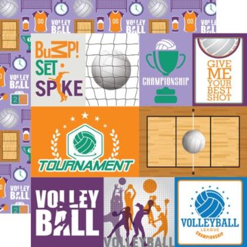 Echo Park Volleyball Mini Theme: Journaling Cards 12x12 Patterned Paper