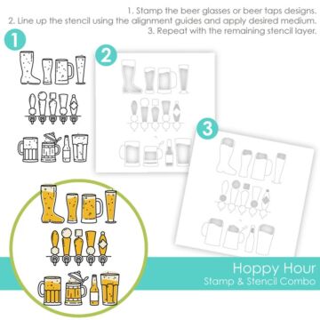 Taylored Expressions Hoppy Hour Stamp & Stencil Combo